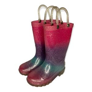 Western Chief Gradient Glitter Lighted Waterproof Rain Boots Toddler Pink Purple